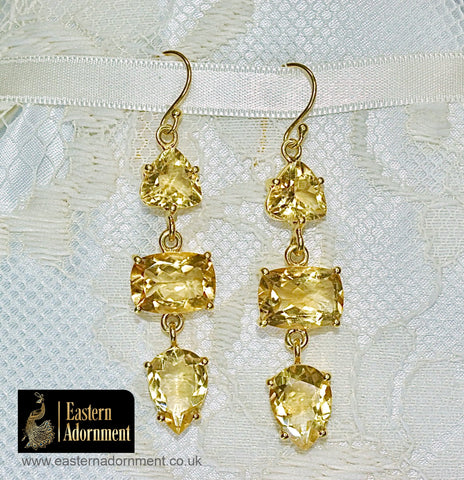 Citrine and Gold Plate Statement Earrings