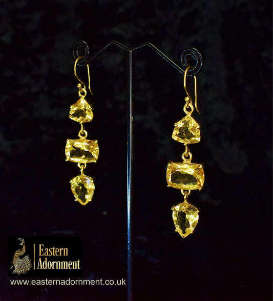 Citrine and Gold Plate Statement Earrings