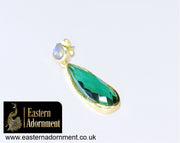 Labradorite and Green Siberian Quartz Gold Plated Earrings