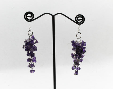 Amethyst Cluster Crystal Earrings