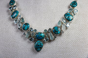Copper Turquoise, Topaz, Aquamarine and Chalcedony Statement Necklace