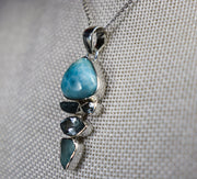 Larimar, Aquamarine and Blue Topaz Combination Pendant