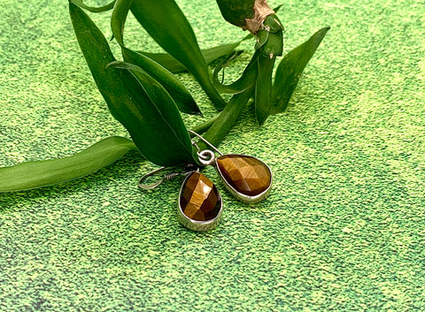  Golden Tiger’s Eye faceted earrings  set in 925 silver