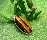 Golden Tiger’s Eye large oval pendant  set in 925 silver
