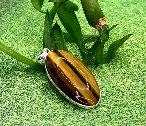 Golden Tiger’s Eye large oval pendant  set in 925 silver