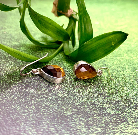 Golden Tiger's Eye Faceted Drop Earrings