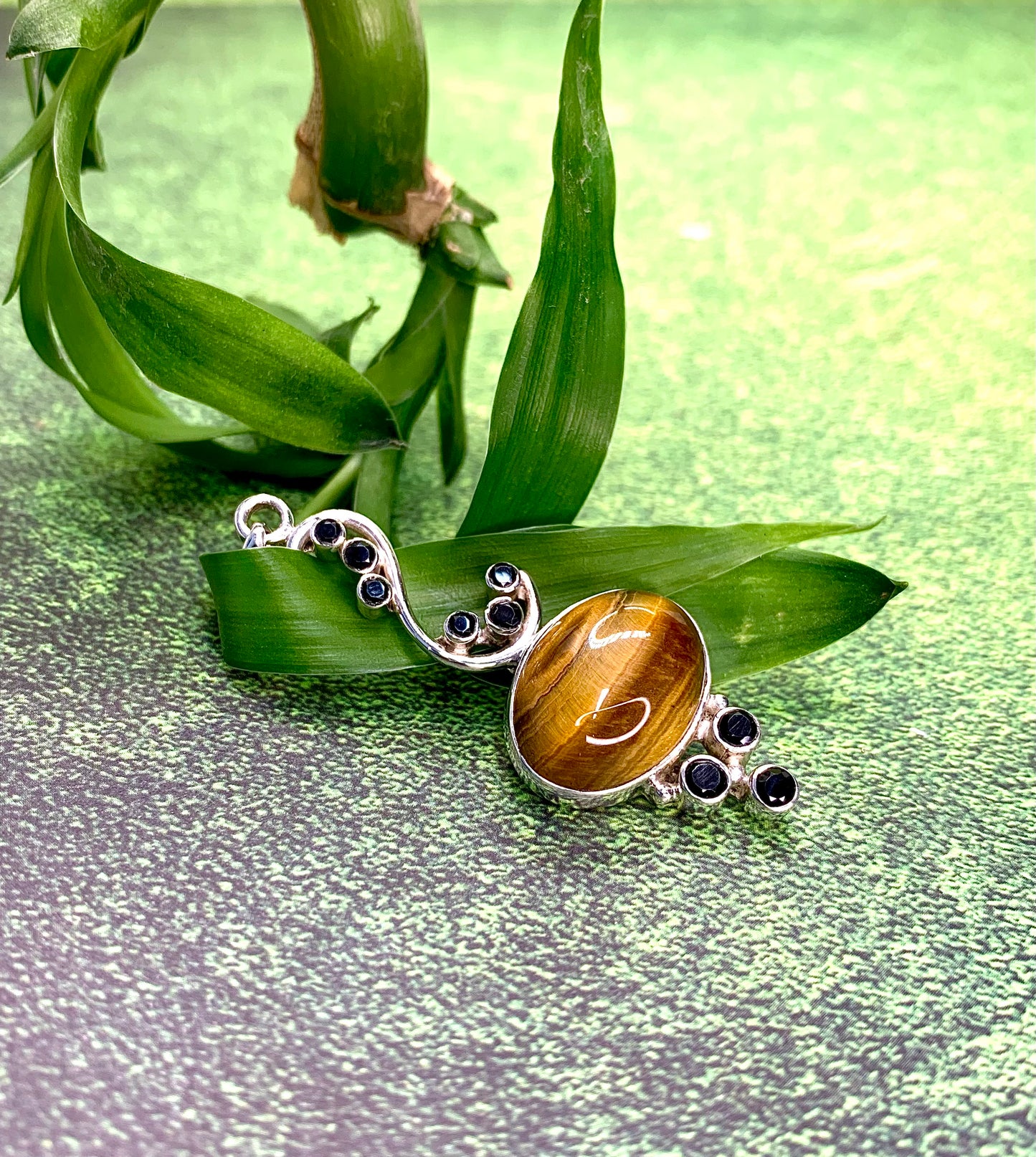 Golden Tiger's Eye and Tourmaline Pendant