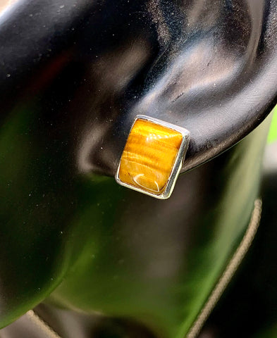 Square Golden Tiger's Eye Studs.