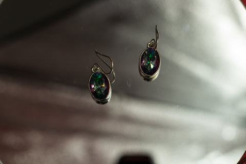 Mystic Topaz Oval Drop Earrings