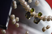 Labradorite and Peridot Square Earrings