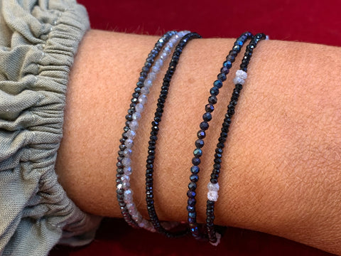 Titanium Quartz Micro Cut Bead Bracelet
