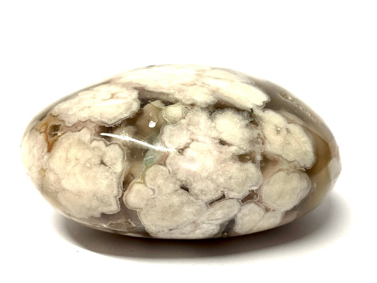 White and Grey Flower Agate Cabochon Crystal
