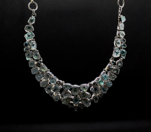 Aquamarine and Blue Topaz  Statement Necklace