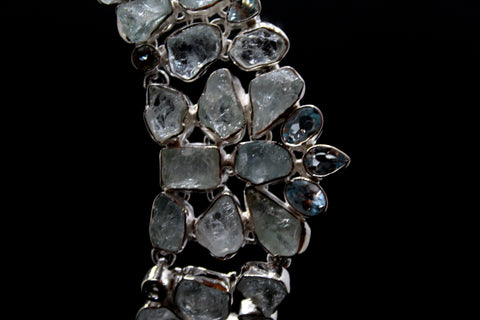 Aquamarine and Blue Topaz  Statement Necklace