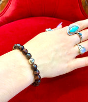 Red Tiger's Eye Crystal Bead Bracelet