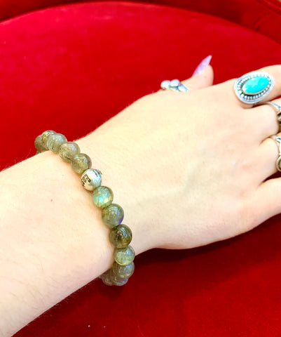 Labradorite Crystal Bead Bracelet