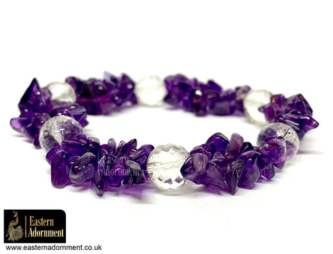 Amethyst Crystal Chip Bead Bracelet