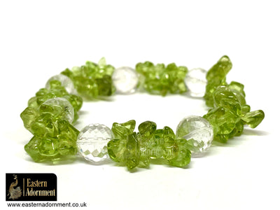 Green Peridot Crystal Chip Bead Bracelet