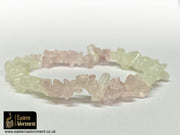Moonstone and Rose Quartz Crystal Chip Bead Bracelet