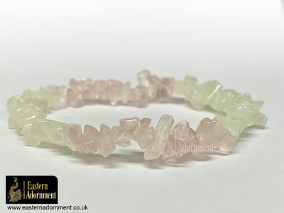 Moonstone and Rose Quartz Crystal Chip Bead Bracelet