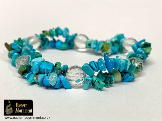 Natural Turquoise Crystal Chip Bead Bracelet